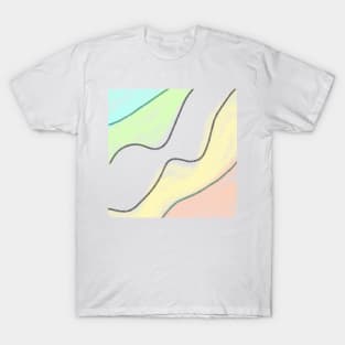 Orange yellow green watercolor black line art T-Shirt